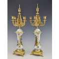 Beautiful 19C French Pair Sevres Style Porcelain Gilt Bronze Candelabras image 6