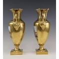 Beautiful Antique German Pair Porcelain Gilded Painted Vases with Swans image 4