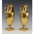 Beautiful Antique German Pair Porcelain Gilded Painted Vases with Swans image 5