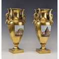Beautiful Antique German Pair Porcelain Gilded Painted Vases with Swans image 11