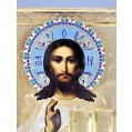 Beautiful Antique Russian Gilt Silver Enamel Icon Christ Pantocrator image 2