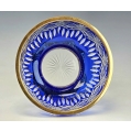 Beautiful Large 19C Bohemian Blue Crystal Gilt Bronze Bowl image 2