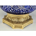 Beautiful Large 19C Bohemian Blue Crystal Gilt Bronze Bowl image 3