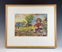 David Burliuk ( American/Russian 1882 - 1967 ) Watercolor Painting Christie's