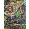 David Burliuk Russian/American (1882-1967) Oil Painting Peasant Woman with Red Horse image 6