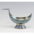 Exceptional Imperial Russian Silver-Gilt & Enamel Kovsh & Spoon A.Kuzmuchev image 4