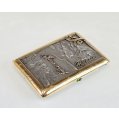 Exceptional Imperial Russian Silver-Gilt & Gold Mounted Cigarette Case with Gemstones image 3