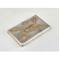 Exceptional Imperial Russian Silver-Gilt & Gold Mounted Cigarette Case with Gemstones image 4