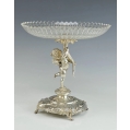 Exquisite 19C Austrian Figural Silver Cut Crystal Centerpiece Tazza image 5