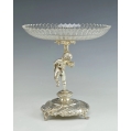 Exquisite 19C Austrian Figural Silver Cut Crystal Centerpiece Tazza image 6