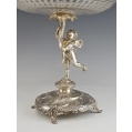 Exquisite 19C Austrian Figural Silver Cut Crystal Centerpiece Tazza image 9