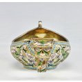 Exquisite Imperial Russian Silver-Gilt Cloisonné & Shaded Enamel Kovsh image 3