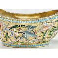 Exquisite Imperial Russian Silver-Gilt Cloisonné & Shaded Enamel Kovsh image 7