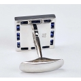 Fine 18K White Gold Sapphire Mother of Pearl Cufflinks image 3