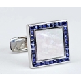 Fine 18K White Gold Sapphire Mother of Pearl Cufflinks image 5
