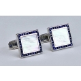 Fine 18K White Gold Sapphire Mother of Pearl Cufflinks image 6