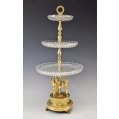 Fine 19C French Gilt Bronze Cut Glass Figural Serving Tazza Centerpiece image 9