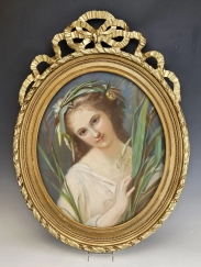 Fine 19C French Portrait Painting Alphonse Giroux Paris Giltwood Frame