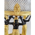 Fine 19C Gilt Patinated Bronze Crystal Egyptian Revival Centerpiece image 9