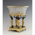 Fine 19C Gilt Patinated Bronze Crystal Egyptian Revival Centerpiece image 12