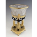 Fine 19C Gilt Patinated Bronze Crystal Egyptian Revival Centerpiece image 13
