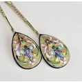 Fine 19C Russian Gilt Silver Cloisonne Enamel Spoons Set Box image 3