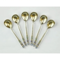 Fine 19C Russian Gilt Silver Cloisonne Enamel Spoons Set Box image 4