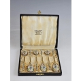 Fine 19C Russian Gilt Silver Cloisonne Enamel Spoons Set Box image 6
