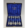 Fine 19C Russian Gilt Silver Cloisonne Enamel Spoons Set image 1