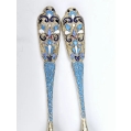 Fine 19C Russian Gilt Silver Cloisonne Enamel Spoons Set image 4