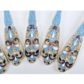 Fine 19C Russian Gilt Silver Cloisonne Enamel Spoons Set image 5