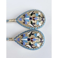 Fine 19C Russian Gilt Silver Cloisonne Enamel Spoons Set image 6