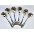 Fine 19C Russian Gilt Silver Cloisonne Enamel Spoons Set image 7