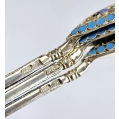 Fine 19C Russian Gilt Silver Cloisonne Enamel Spoons Set image 8
