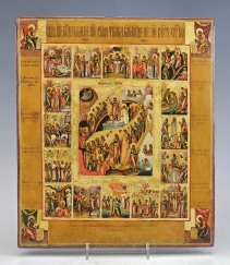 Fine 19C Russian Orthodox Icon of The Great Feasts