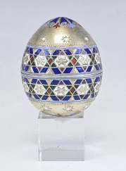 Fine 19C Russian Silver Champleve Enamel Easter Egg
