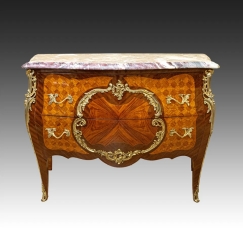 Fine Antique French Marquetry Parquetry Wood Gilt Bronze Commode François Daïde