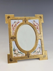 Fine Antique French Photo Frame Gilt Bronze Porcelain Sevres Style Tiffany & Co