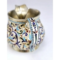 Fine Antique Russian Gilt Silver Cloisonne Enamel Sugar Bowl Creamer Set image 7