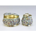Fine Antique Russian Gilt Silver Cloisonne Enamel Sugar Bowl Creamer Set image 10