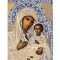 Fine Antique Russian Kazan Mother of God Icon Silver Gilt Cloisonné Enamel Oklad image 1