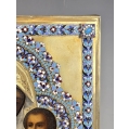 Fine Antique Russian Kazan Mother of God Icon Silver Gilt Cloisonné Enamel Oklad image 2