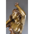 Fine Large 19C French Bronze Sculpture Hippolyte Moreau ( 1832-1927 ) Le Reveil image 3