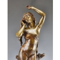 Fine Large 19C French Bronze Sculpture Hippolyte Moreau ( 1832-1927 ) Le Reveil image 11