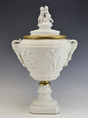 Fine Large 19C French Sevres Bisquit Porcelain Bronze Vase