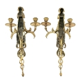 Fine Pair 19C French Gilt Bronze Wall sconces Cherubs image 1