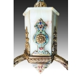 Fine Rare 19C French Onyx Gilt Bronze Enamel Floor Lamp image 5