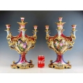 Gorgeous Large 19C French Pair Porcelain Old Paris Candelabras image 2
