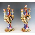 Gorgeous Large 19C French Pair Porcelain Old Paris Candelabras image 5
