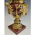 Gorgeous Lrg 19C French Pair Rouge Marble Gilt Bronze Ewers Napoleon III image 1